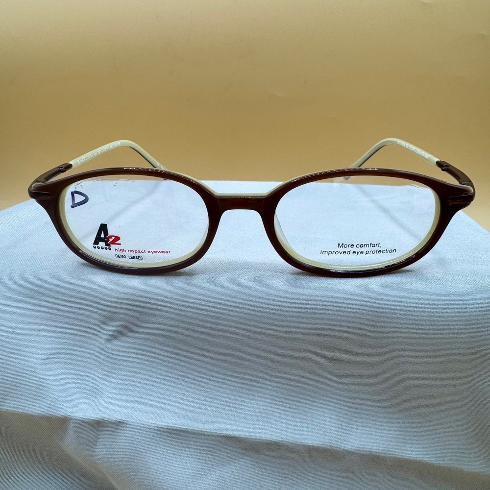 Hilco A2 High Impact Eyewear Frames Brown Tan Oval SG110 49-18-135 NOS New
